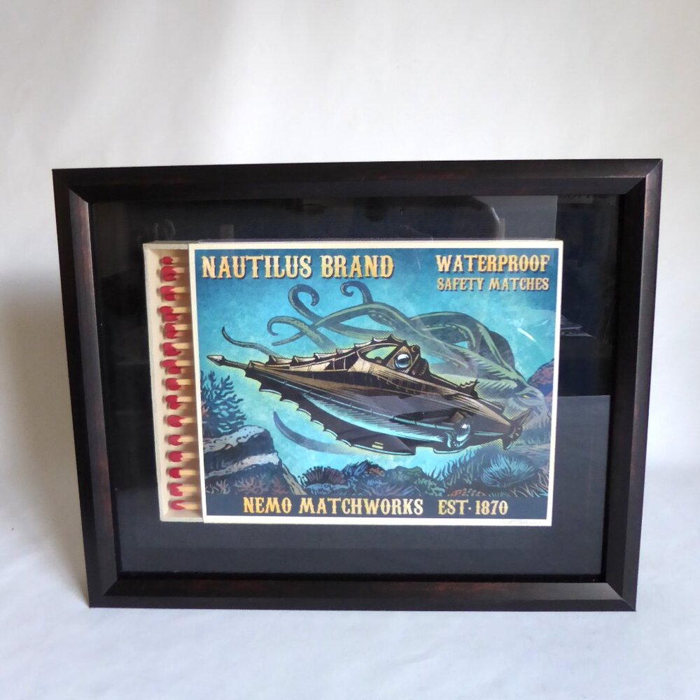 DISNEY 20,000 LEAGUES UNDER THE SEA NAUTILUS 3D SHADOWBOX ARTWORK CHET PHILLIPS